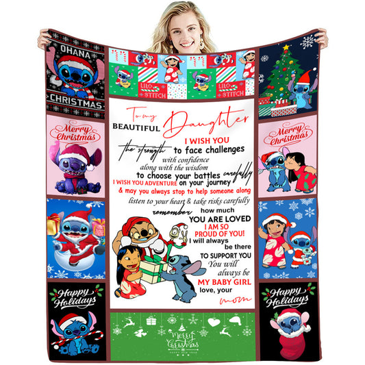 Cartoon Design Fleece Throw Blankets for Christmas