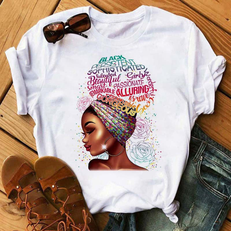 African Girl Women Short Sleeves T Shirts