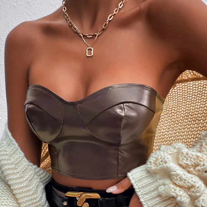 Sexy Strapless Midriff Baring Short Tops