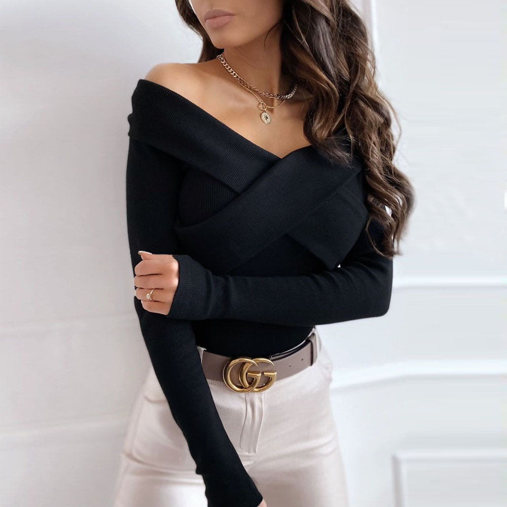Sexy Off The Shoulder Knitting Women Tops