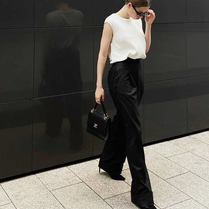 Elegant High Waist Women Wide Leg Pants