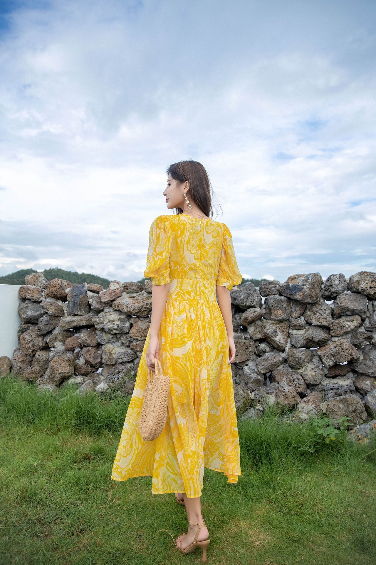 Luxury Yellow Chiffon  Long Dresses