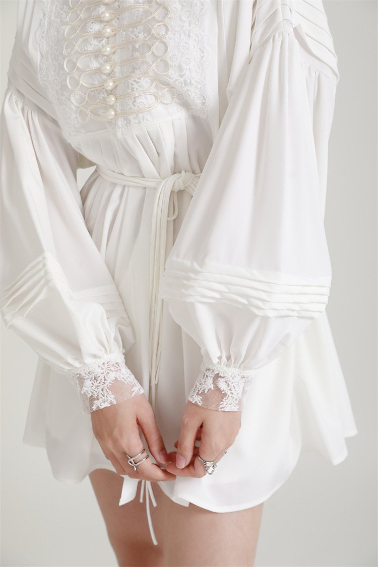 Luxury White Embroidery Fall Women Mini Dresses