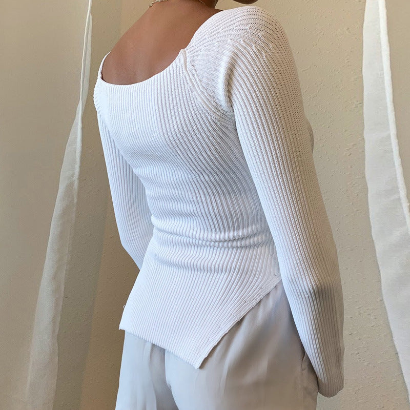 Sexy Square Neckline Women Knitting Sweaters