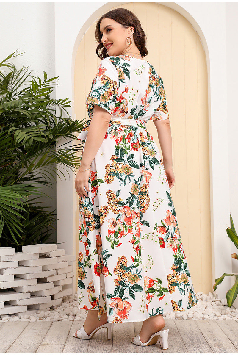Women Floral Print Plus Sizes Dresses