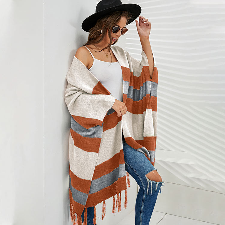 Women Plus Sizes Tassels Knitting Capes