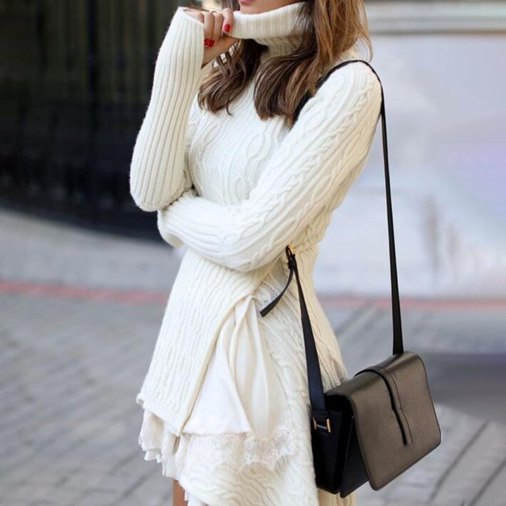 Women Plus Size Winter Sweater Dresses-STYLEGOING