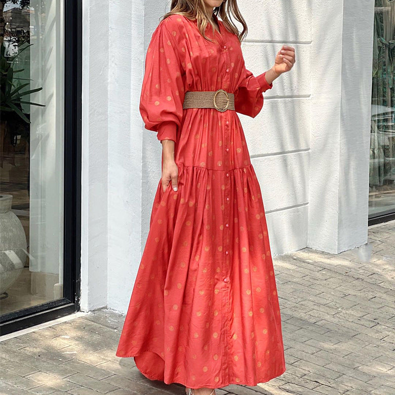 Elegant Women Dot Print Long Maxi Dresses