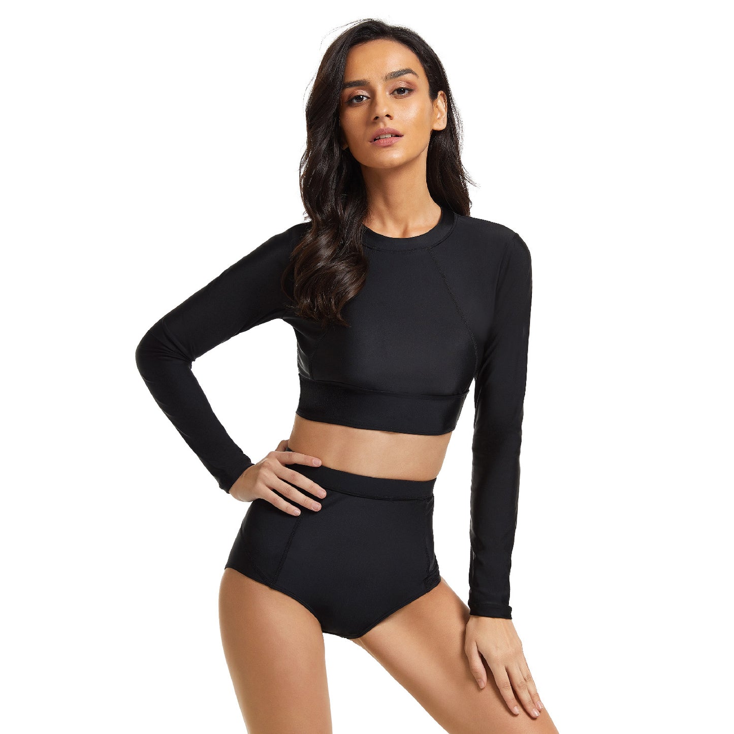 Black Long Sleeves Women Diving Swimsuits