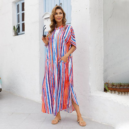 Women Summer Beach Loose Holiday Dresses-STYLEGOING