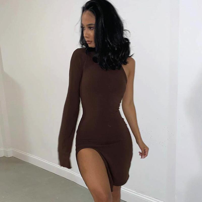 Sexy High Neck One Shoulder Mini Dresses