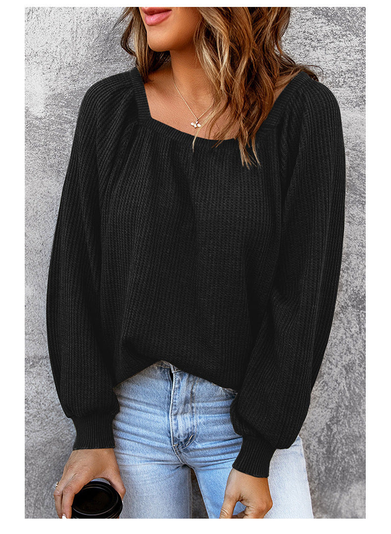 Casual Square Neckline Knitted Women Tops