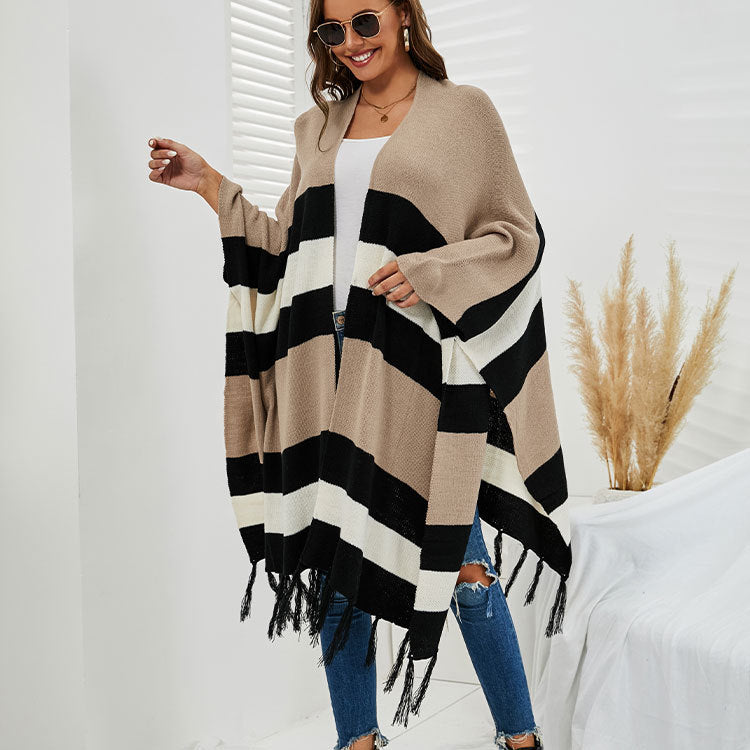 Women Plus Sizes Tassels Knitting Capes