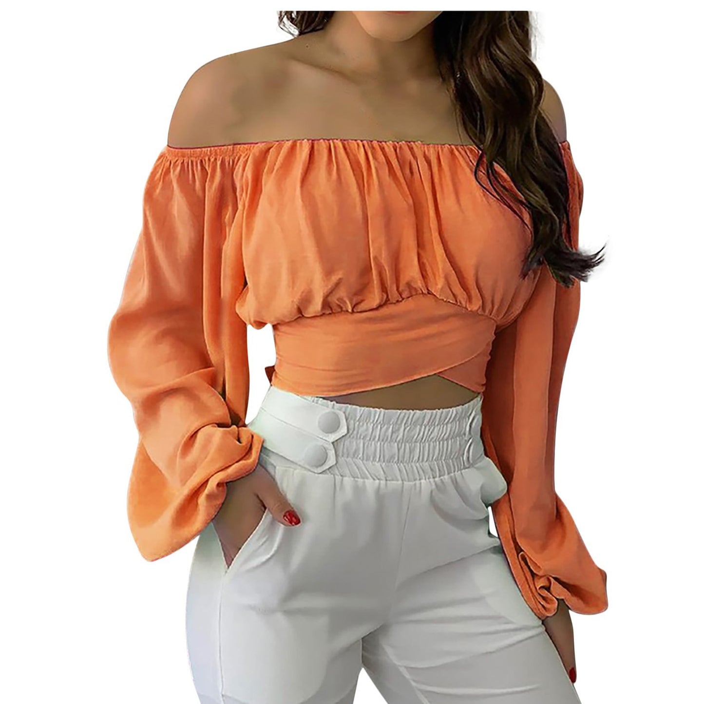 Sexy Off The Shoulder Midriff Baring Summer Short Tops