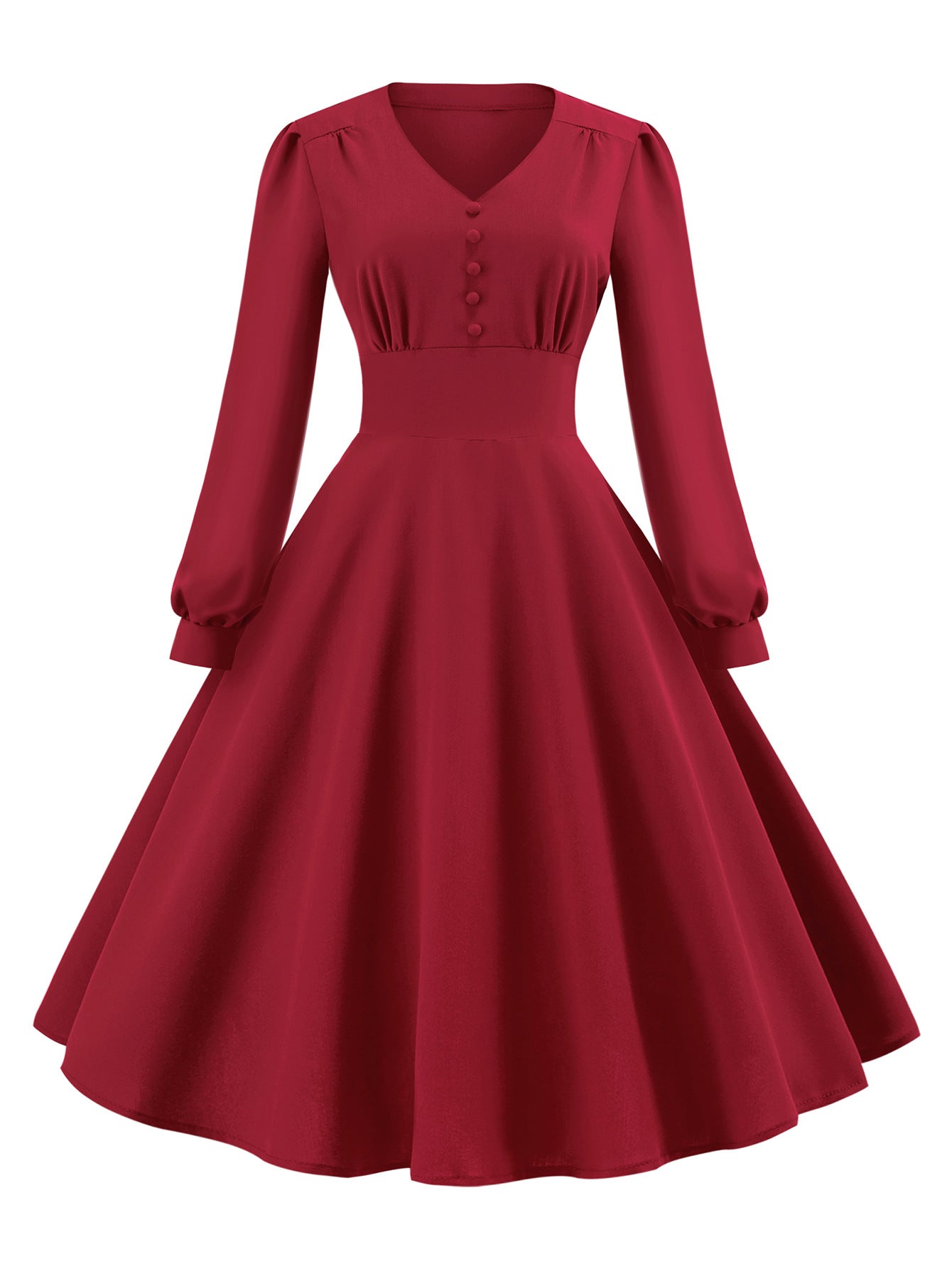 Vintage Long Sleeves Dresses with Button