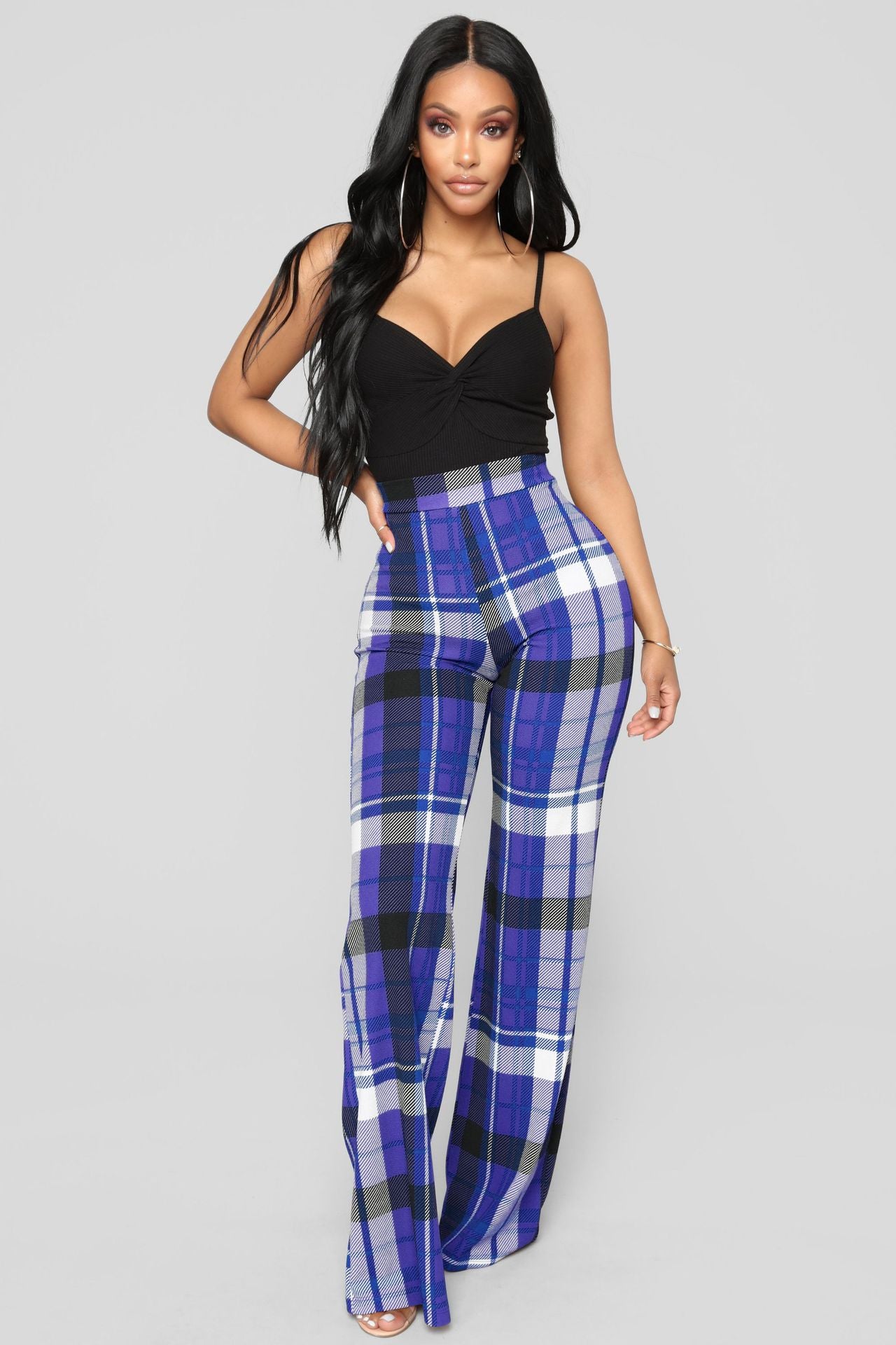 Women Plaid Casual Pants