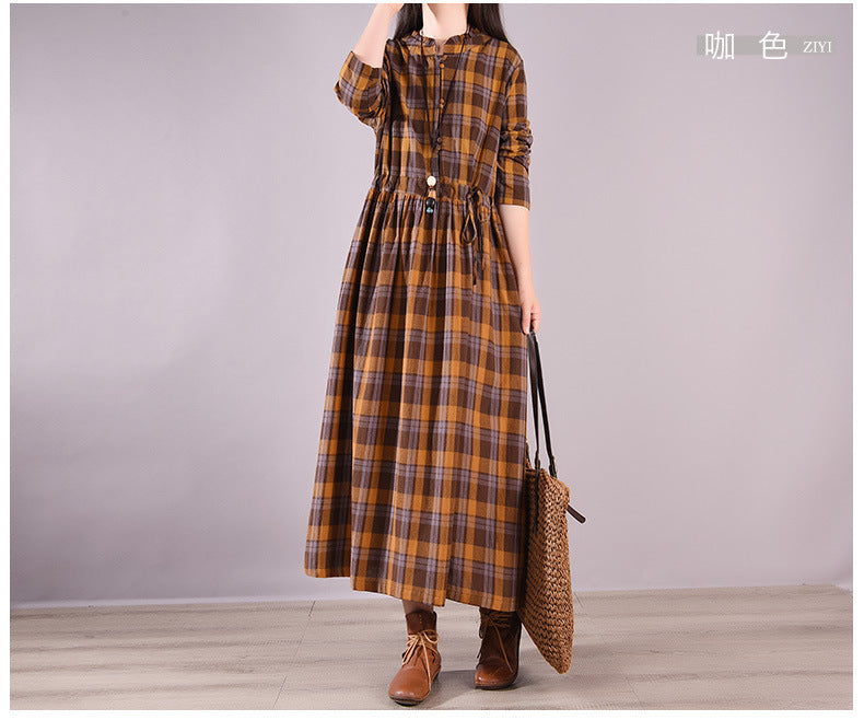 Vintage 80s Linen Drawstring Plus Sizes Long Dresses
