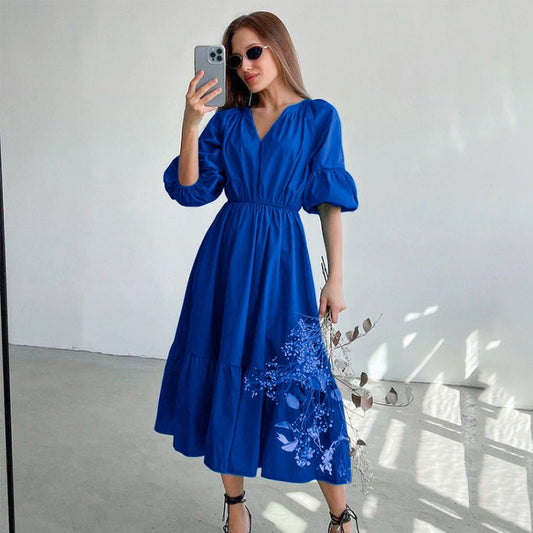 Women High Waist A Line Midi Dresses