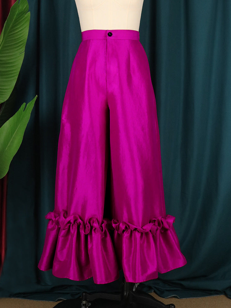 Sexy High Waist Designed Wide Legs Party Pants