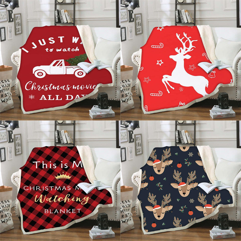 3D Christmas Design Double Thicken Warm Blankets