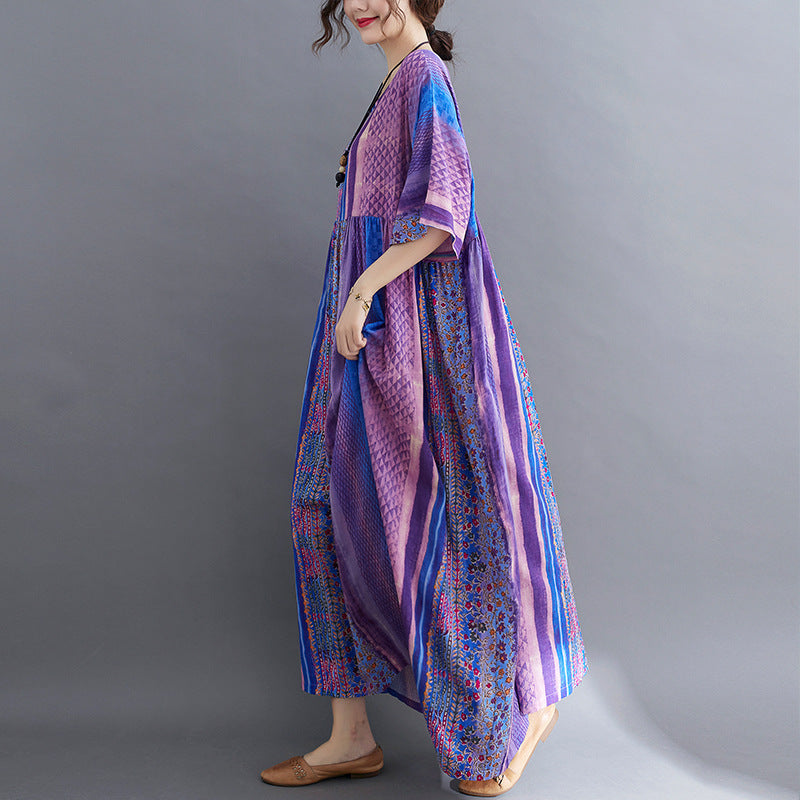 Purple Summer Women Long Loose Dresses