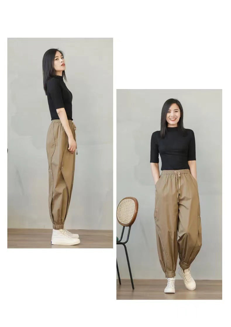 Designed Elastic Waist Women Harem Pants