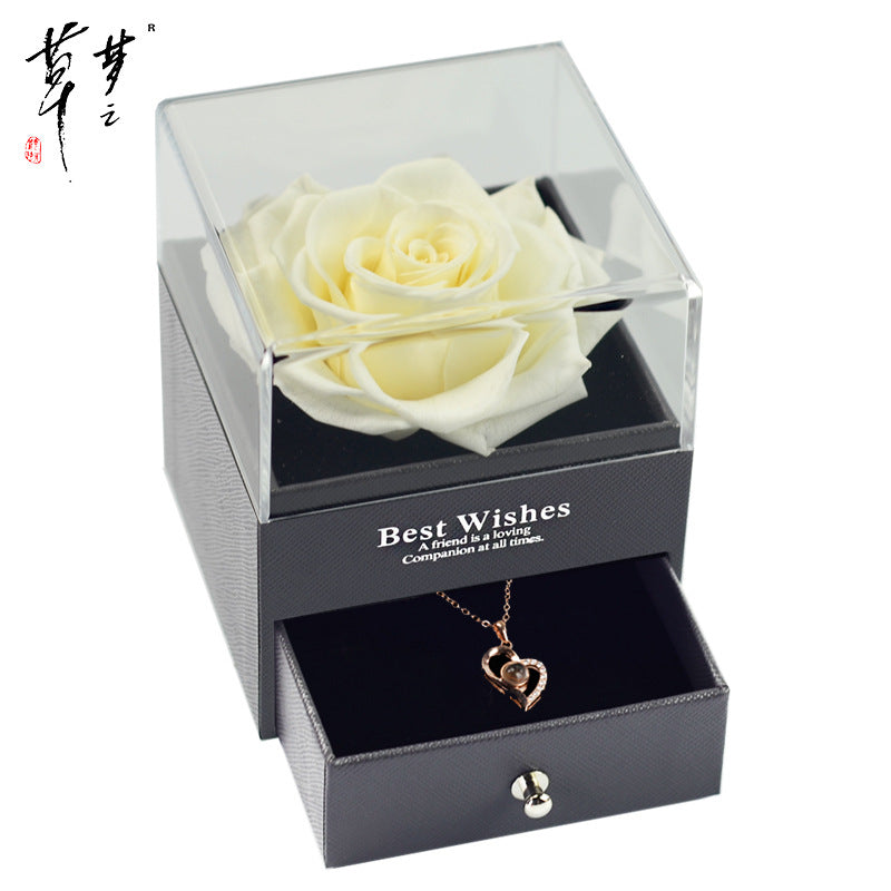 Valentine's Day Gifts Preserved Forever Flowers and Necklace Sets