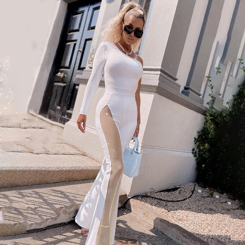 Sexy One Shoulder Tulle Diamond Jumpsuits for Women--Free Shipping at meselling99