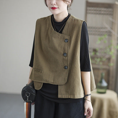 Vintage Sleeveless Casual Vest for Women