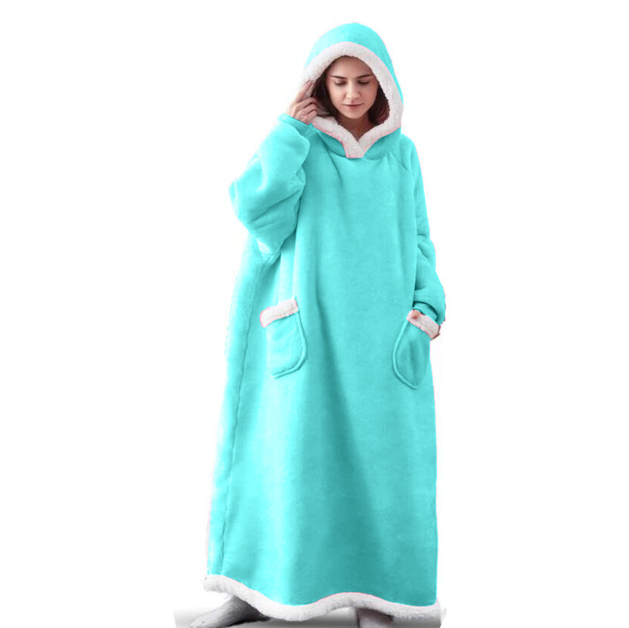 Winter Fleece Warm Long Hoodies Blanket