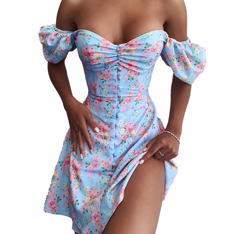 Sexy Puff Sleeves High Waist Bodycon Mini Dresses-STYLEGOING