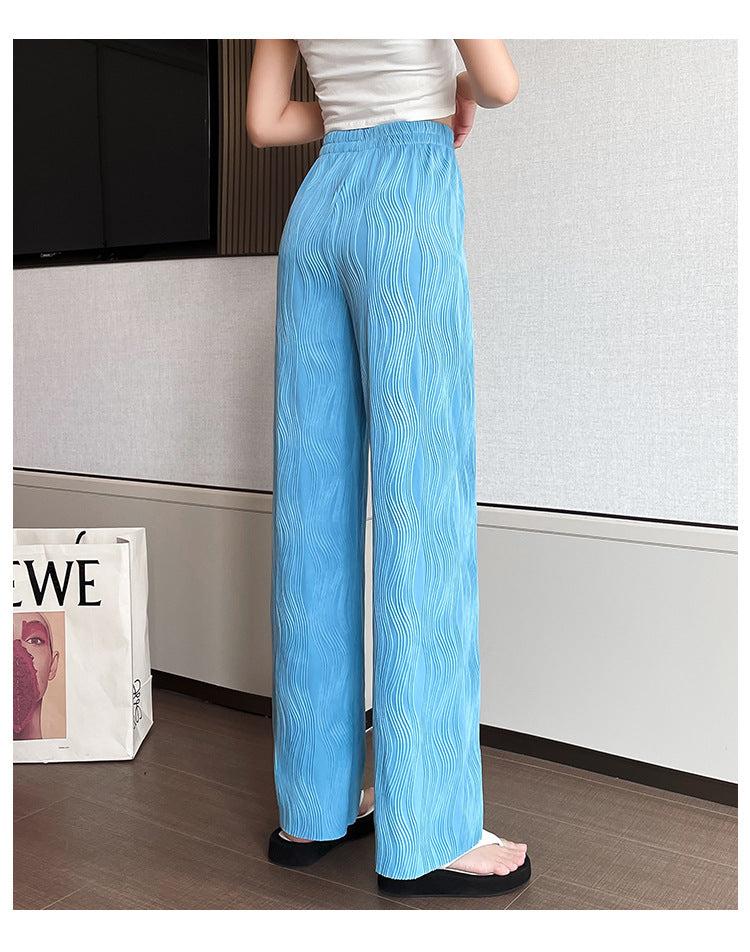 Casual Water Ripple High Waist Summer Pants for Women