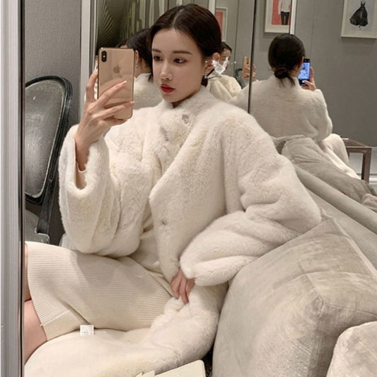 Winter Soft Warm Artificial Fur Long Overcoats for Women