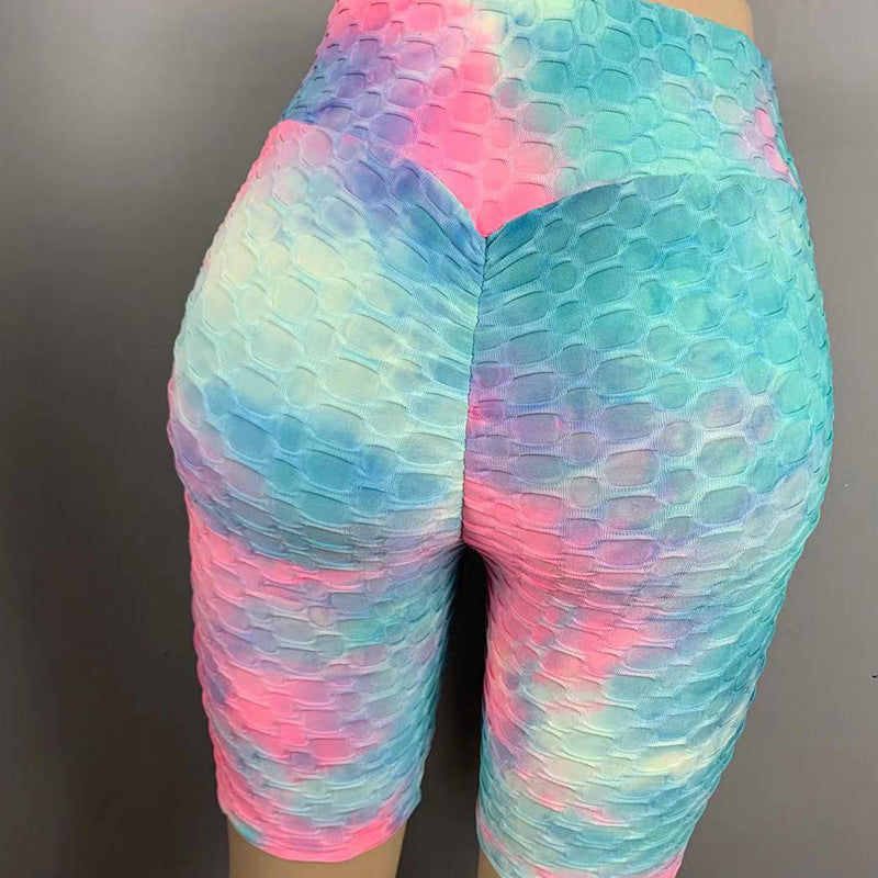 Women Dyed Sports Yoga Five Cents Pants