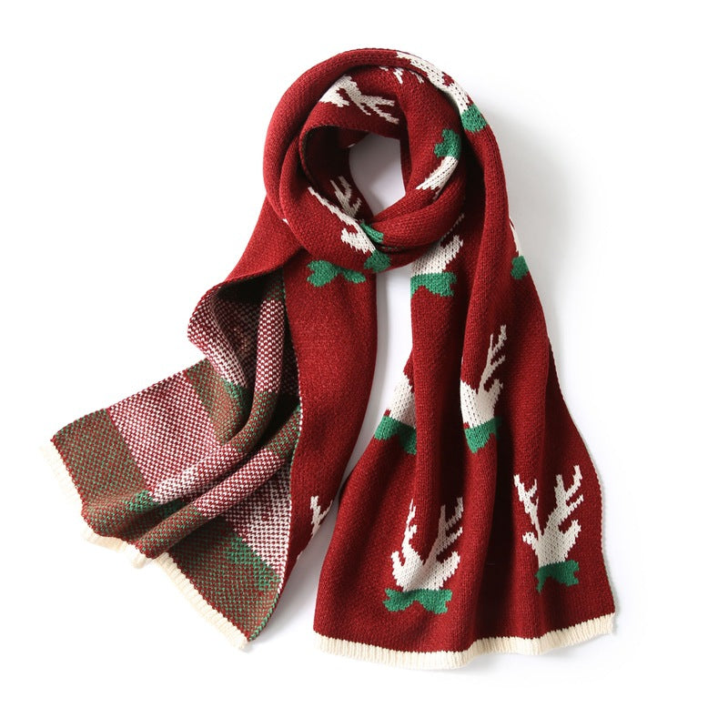 Warm Elk Design Knitted Scarves for Christmas