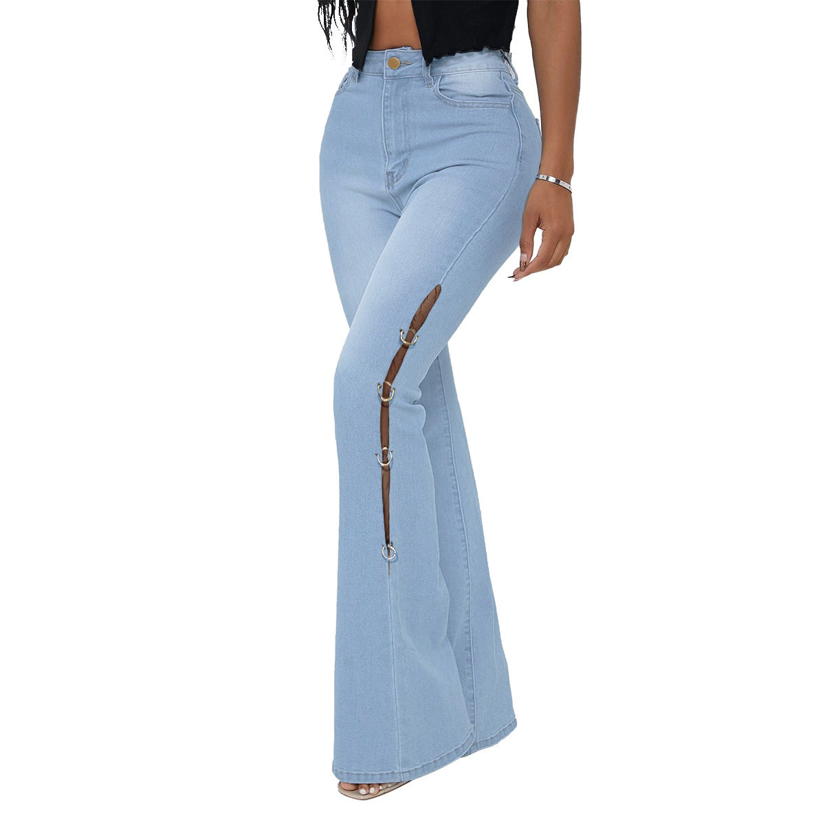 Fashion Metal Denim Women Trumpet Jeans