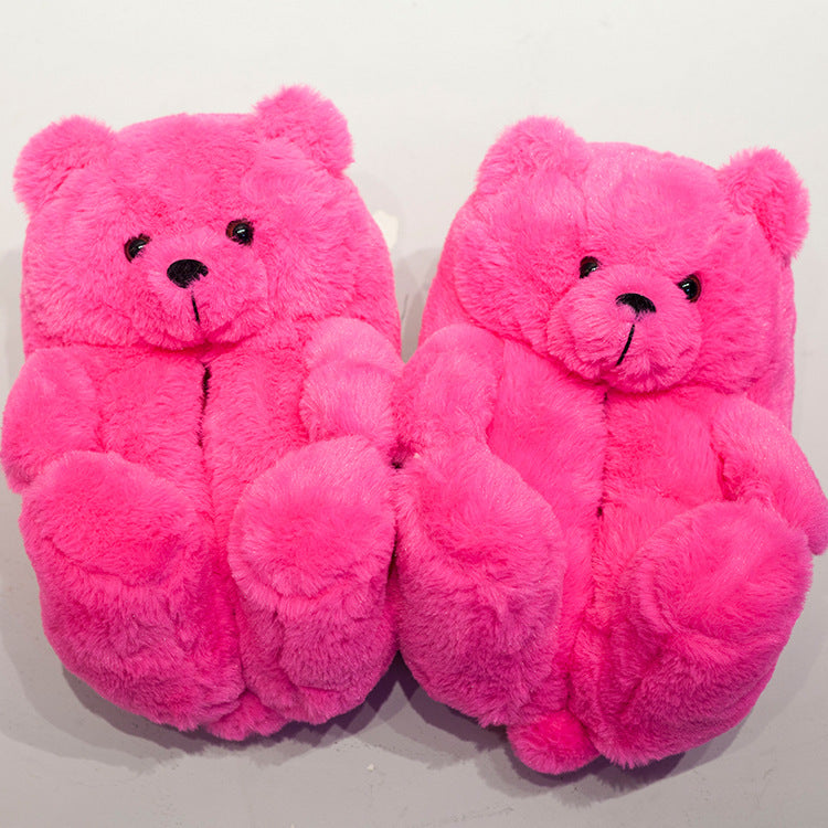 Winter Teddy Bear Plush Slippers
