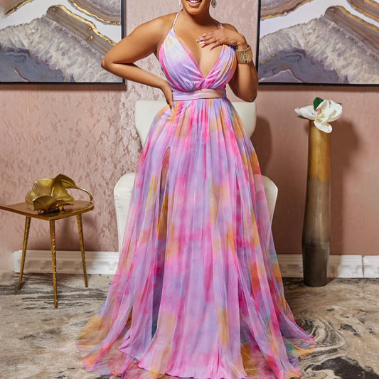 Sexy V Neck Plus Sizes Long Evening Dresses