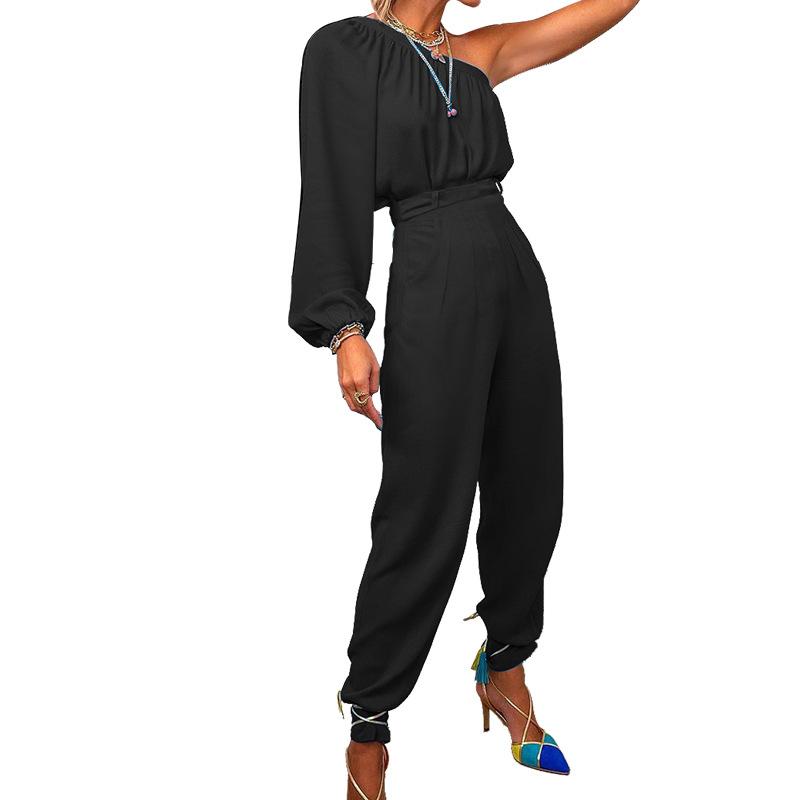 Women One Shoulder Casual Jumpsuits-STYLEGOING