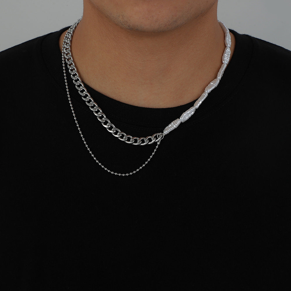 Fashion Hip Top Style Pearl Necklace for Men
