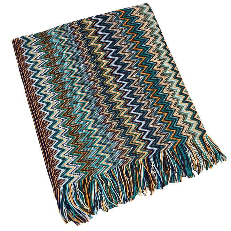 Summer Bohemian Knitting Blanket-Pecock Greem-127*152+20 CM-Free Shipping at meselling99