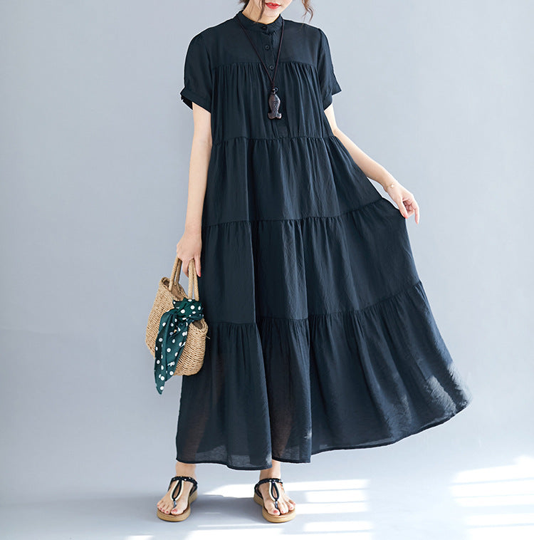 Summer Plus Sizes Black Elegant Long Dresses