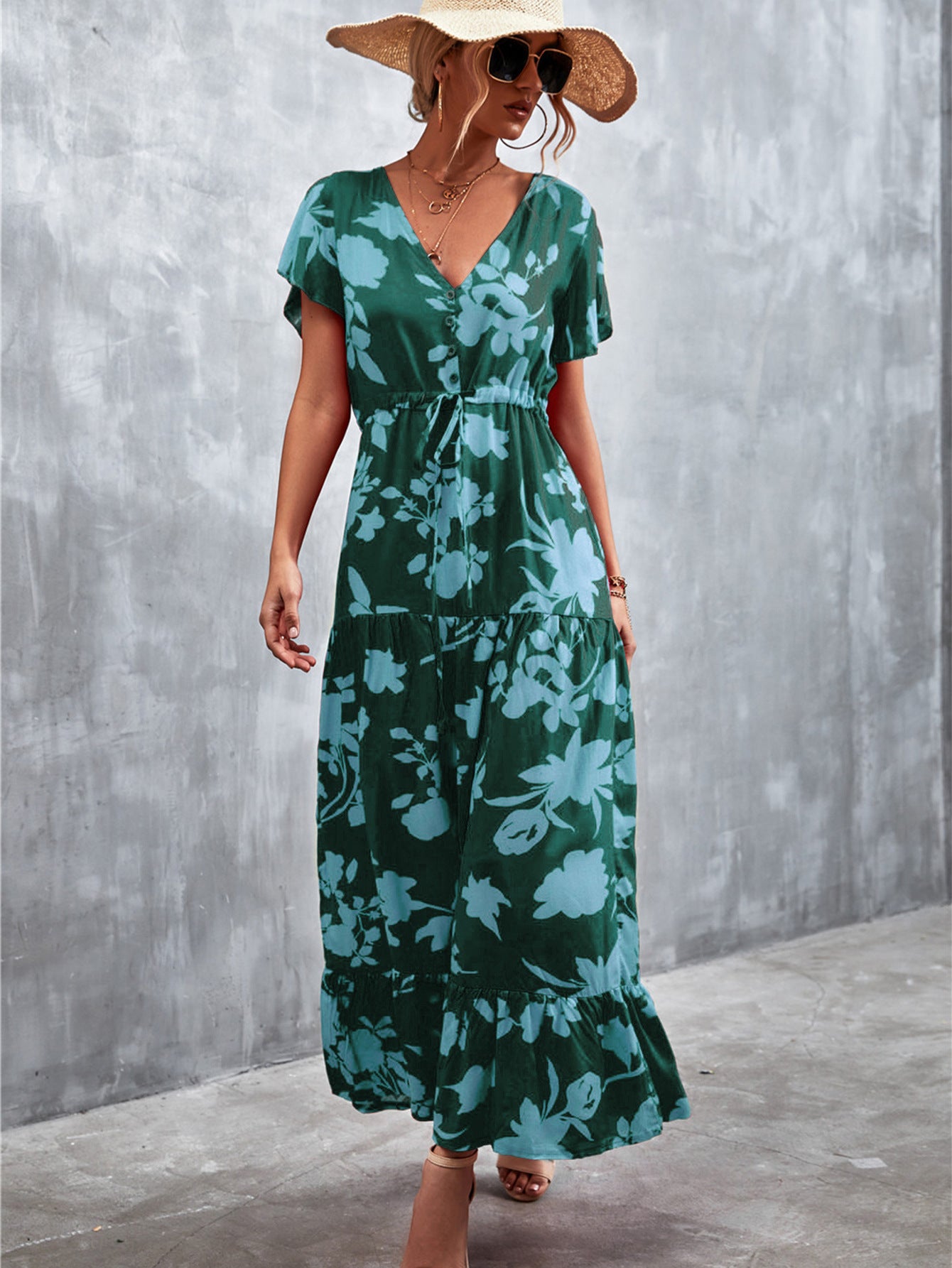 Casual V Neck Long Maxi Dresses