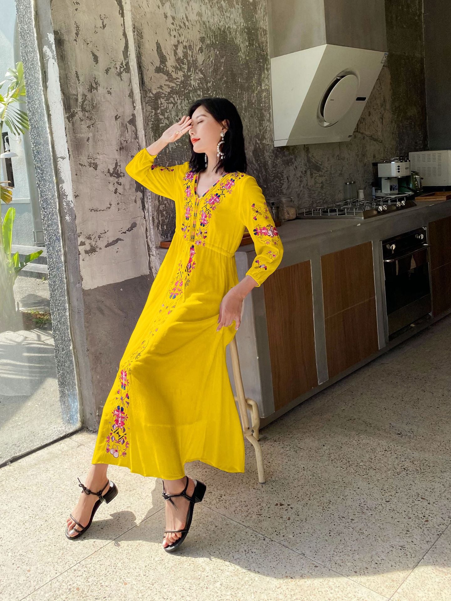 Ethnic Embroidery Summer Long Holiday Dresses