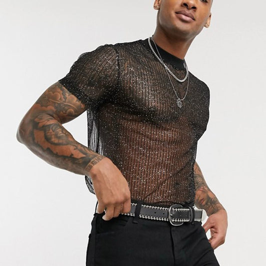 Sexy See Through Tulle Men's Night Party Shirts