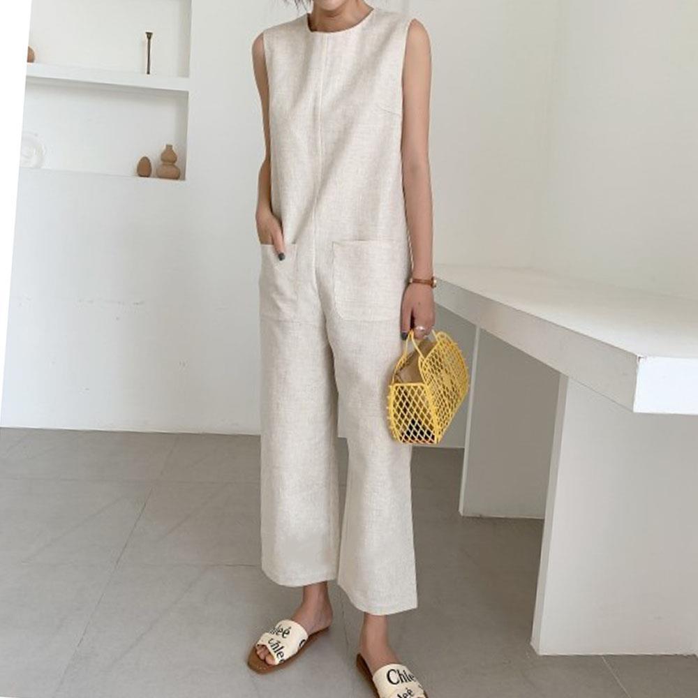 Chic Summer Linen Casual Jumpsuits-STYLEGOING