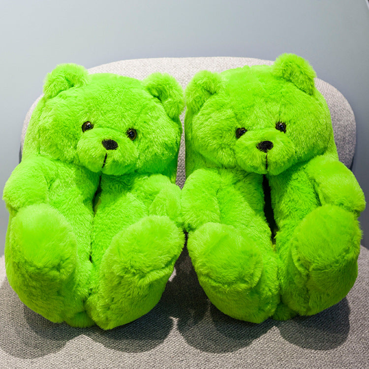 Winter Teddy Bear Plush Slippers
