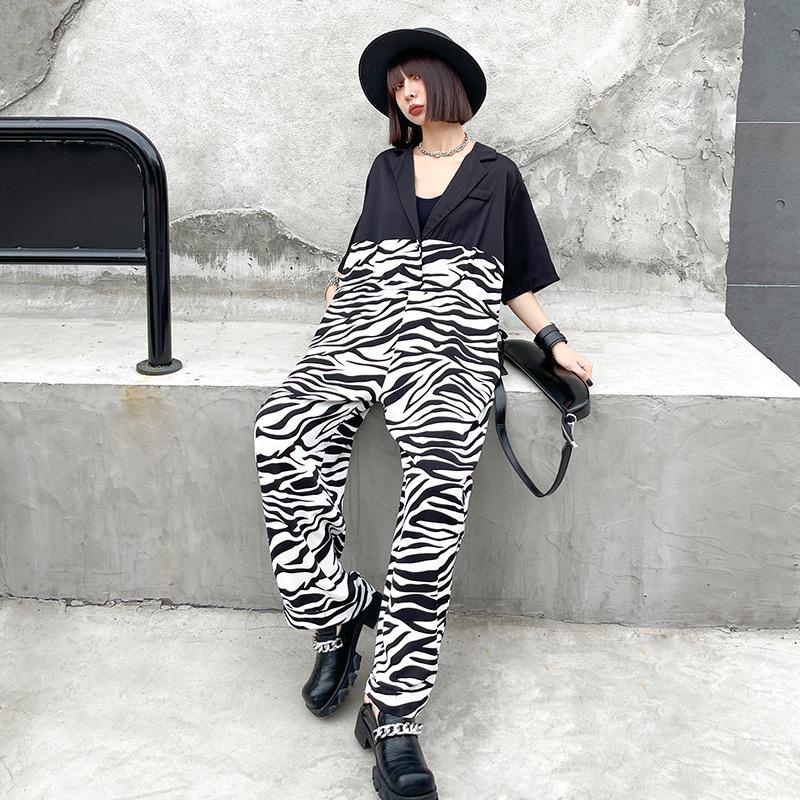 Casual Zebra Print Summer Jumpsuits-STYLEGOING