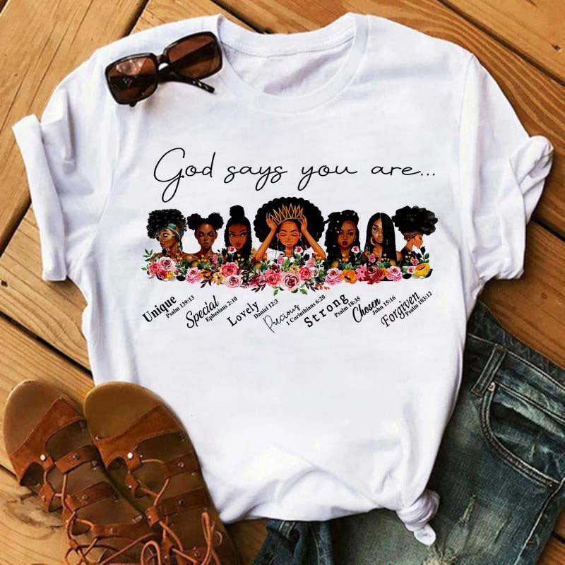 African Girl Women Short Sleeves T Shirts