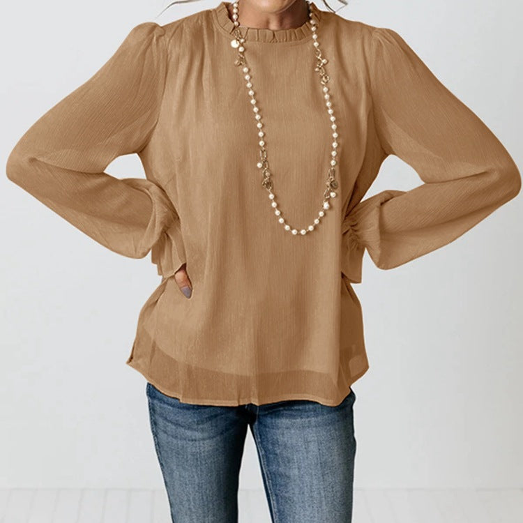 Casual Long Sleeves Women Chiffon Blouses